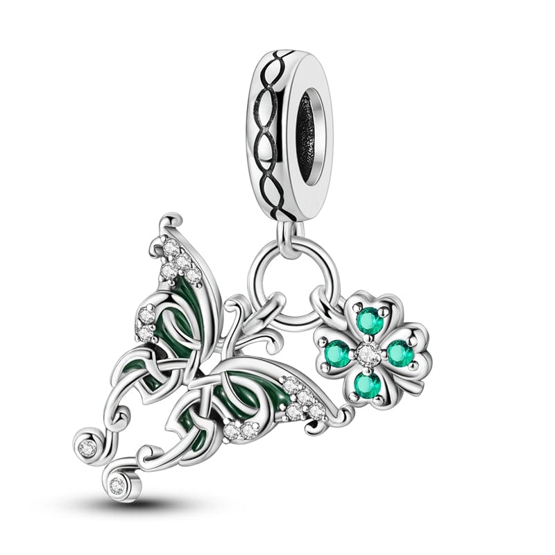 Pangama Jewelry Charm Elegant Butterfly & Lucky Clover Charm