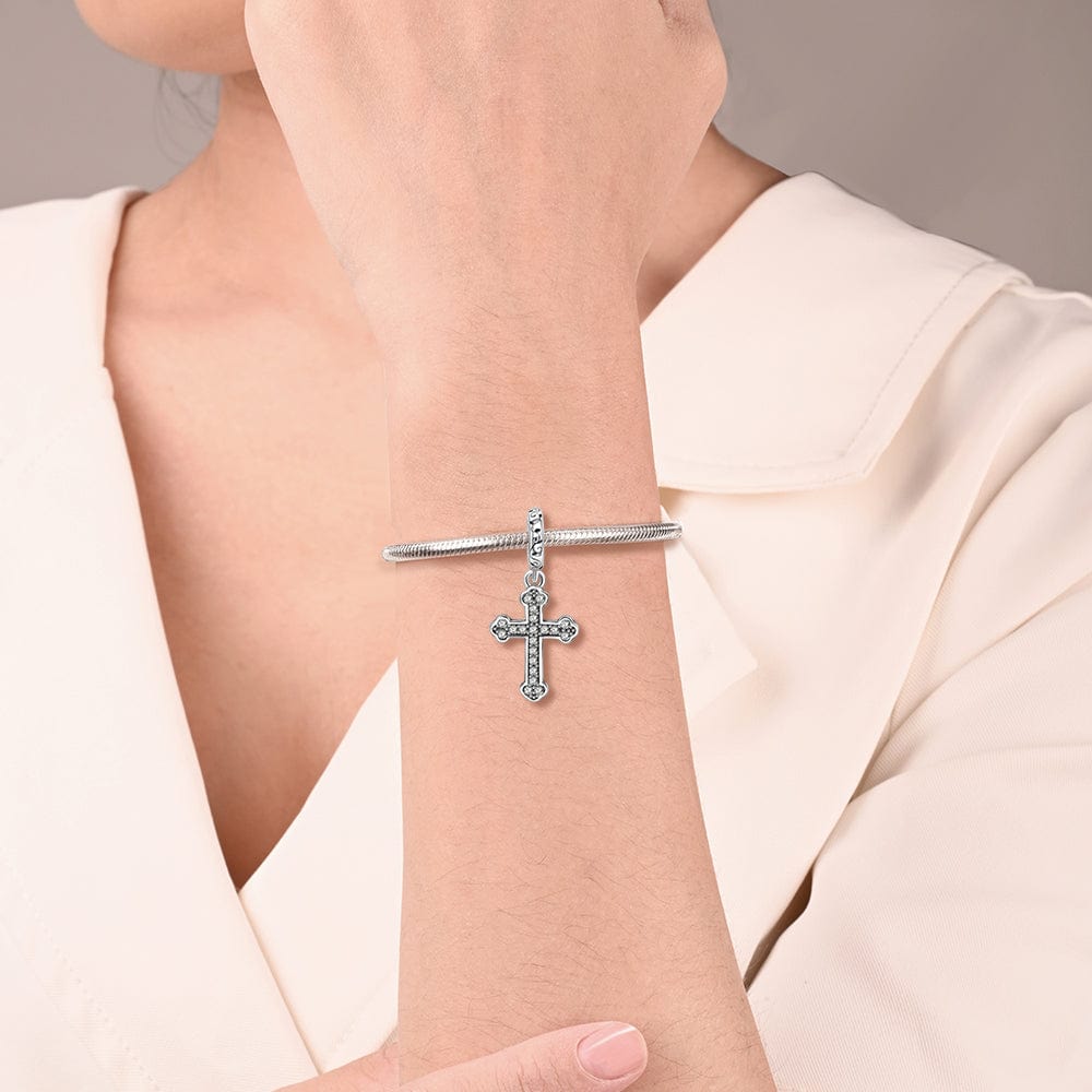 Pangama Jewelry Charm Elegant Pave Cross Charm with Intricate Detailing