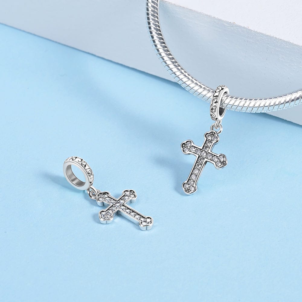 Pangama Jewelry Charm Elegant Pave Cross Charm with Intricate Detailing