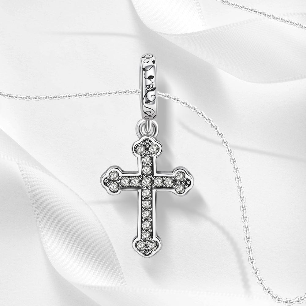 Pangama Jewelry Charm Elegant Pave Cross Charm with Intricate Detailing