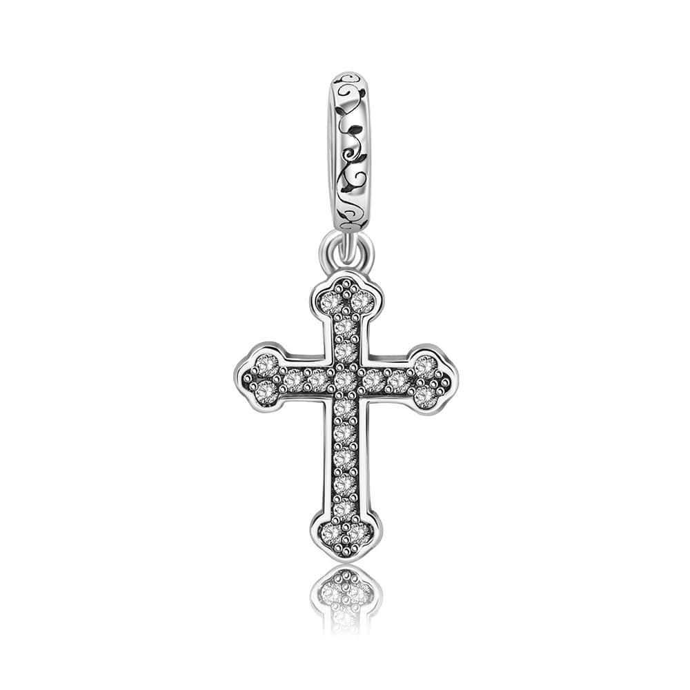 Pangama Jewelry Charm Elegant Pave Cross Charm with Intricate Detailing