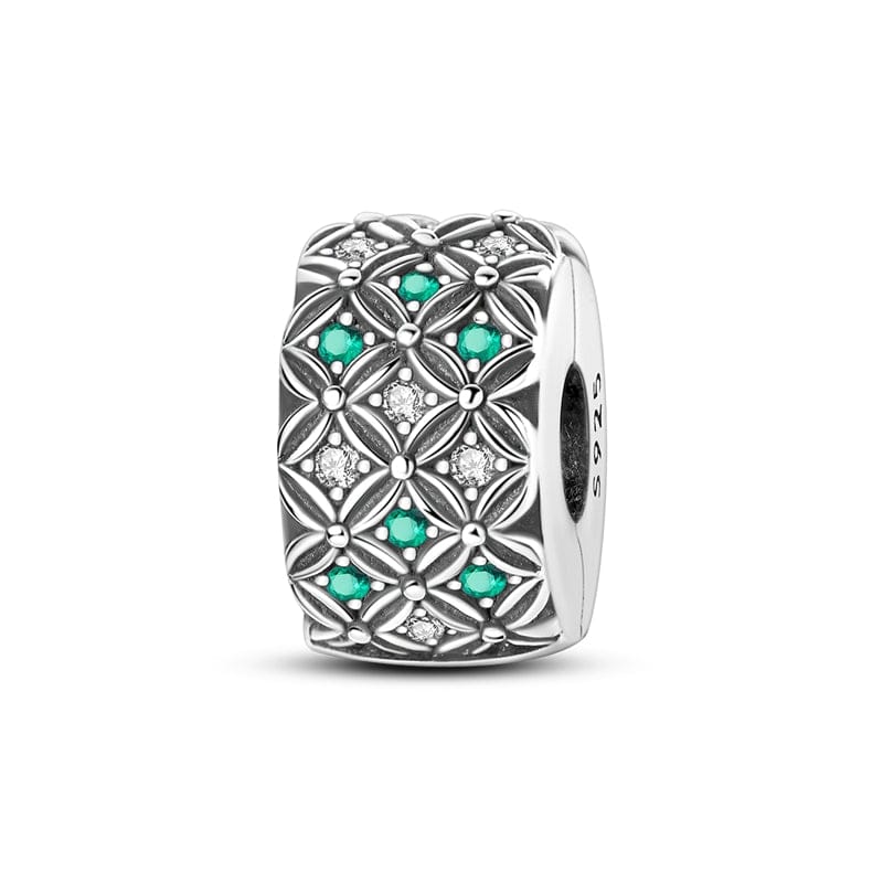 Pangama Jewelry Charm Emerald & Diamond Floral Mosaic Charm