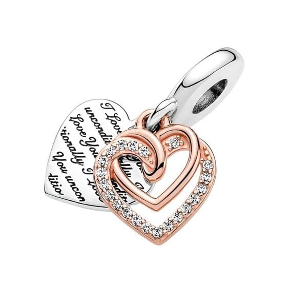 Pangama Jewelry Charm Entwined Hearts Double Dangle Charm