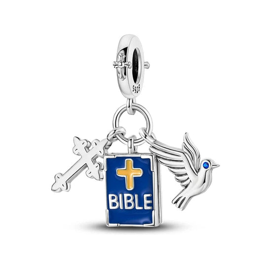 Pangama Jewelry Charm Faithful Bible Charm with Cross & Dove