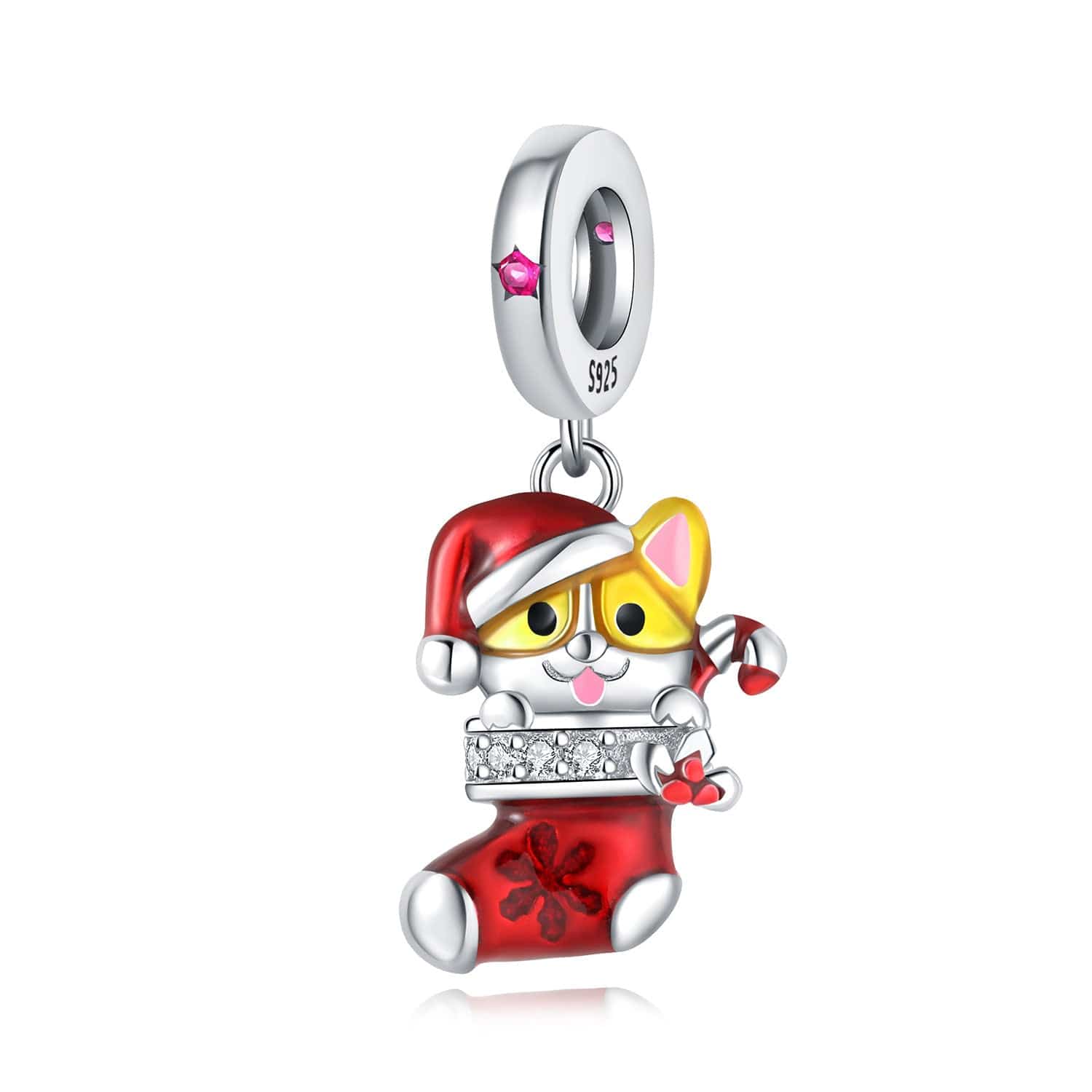 Pangama Jewelry Charm Festive Santa Cat in Stocking Charm