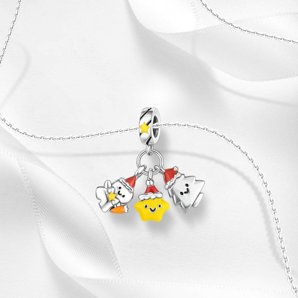 Pangama Jewelry Charm Festive Trio Charm – Snowman, Christmas Tree, and Star