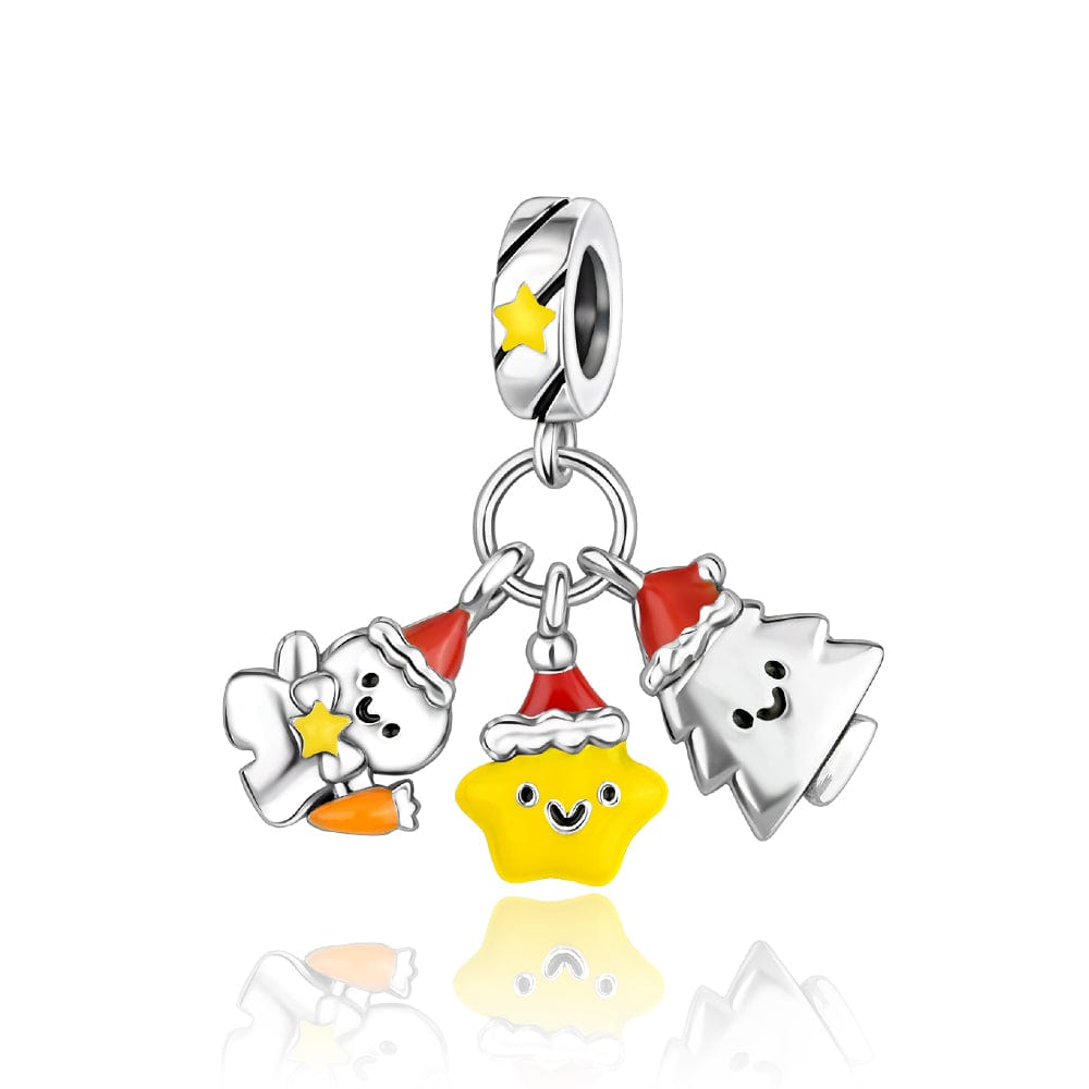 Pangama Jewelry Charm Festive Trio Charm – Snowman, Christmas Tree, and Star