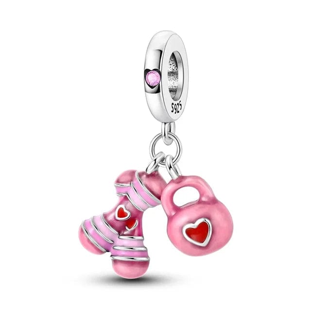 Pangama Jewelry Charm Fitness Gym Pink Women Set Dangle Charm