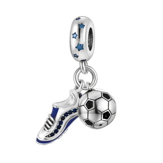 Pangama Jewelry Charm Football Ball and Shoe Double Dangle Charm