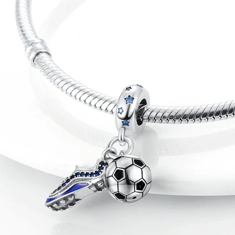 Pangama Jewelry Charm Football Ball and Shoe Double Dangle Charm