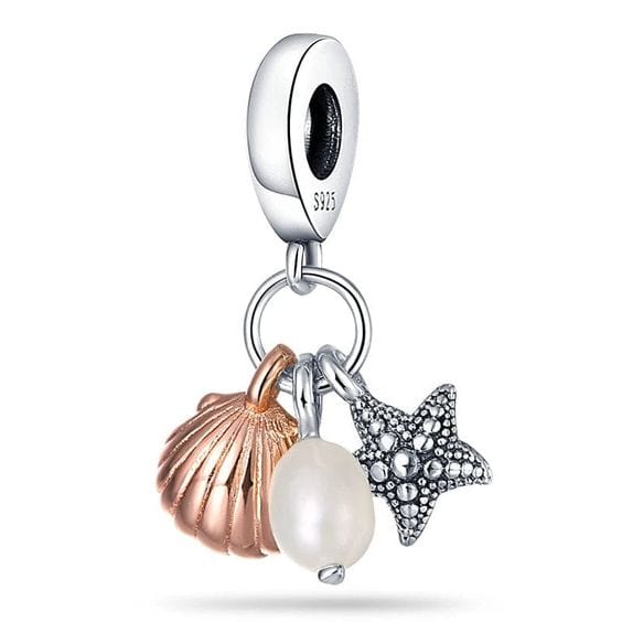 Pangama Jewelry Charm Freshwater Cultured Pearl, Starfish & Shell Triple Dangle Charm