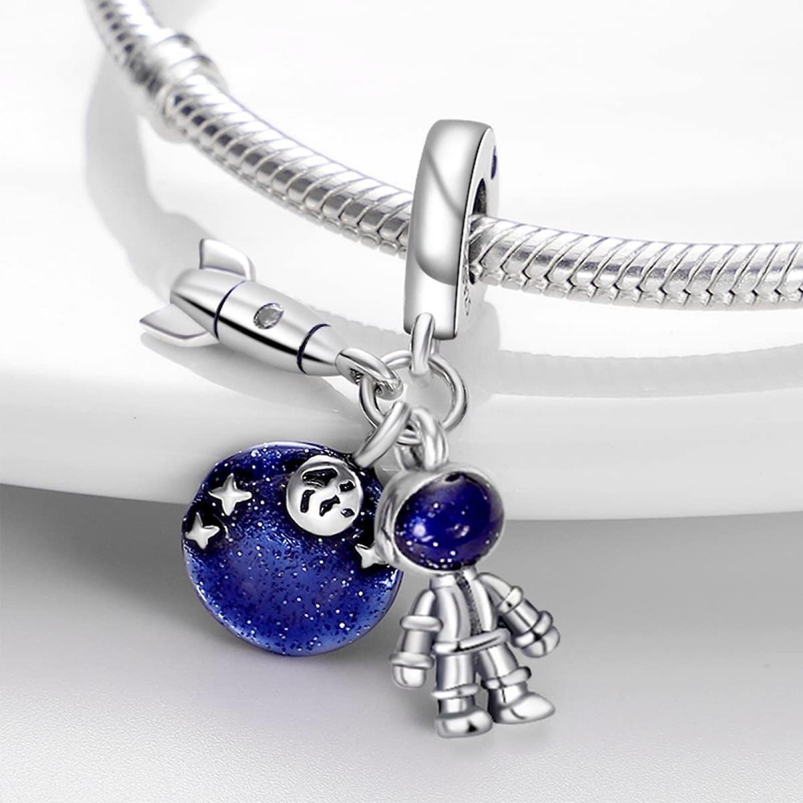 Pangama Jewelry Charm Galactic Rocket, Planet, and Astronaut Charm