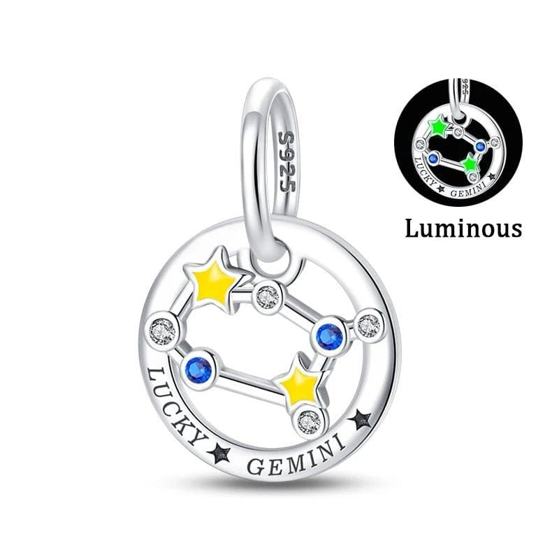 Pangama Jewelry Charm Gemini Astrology Signs Zodiac Constellation Luminous Charms