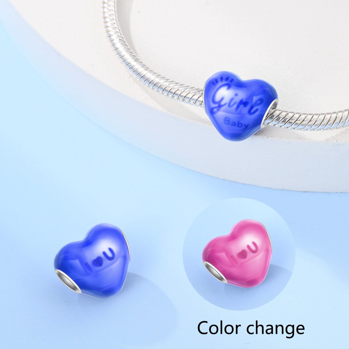 Pangama Jewelry Charm Gender Reveal Color-Changing Heart Boy & Girl Charm