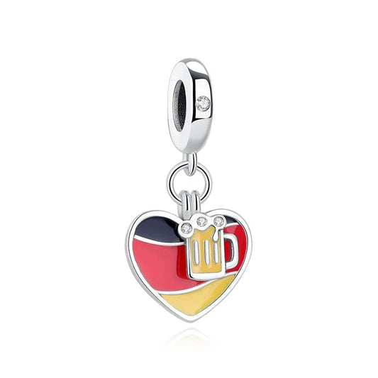 Pangama Jewelry Charm Germany Flag Heart & Beer Oktoberfest Charm