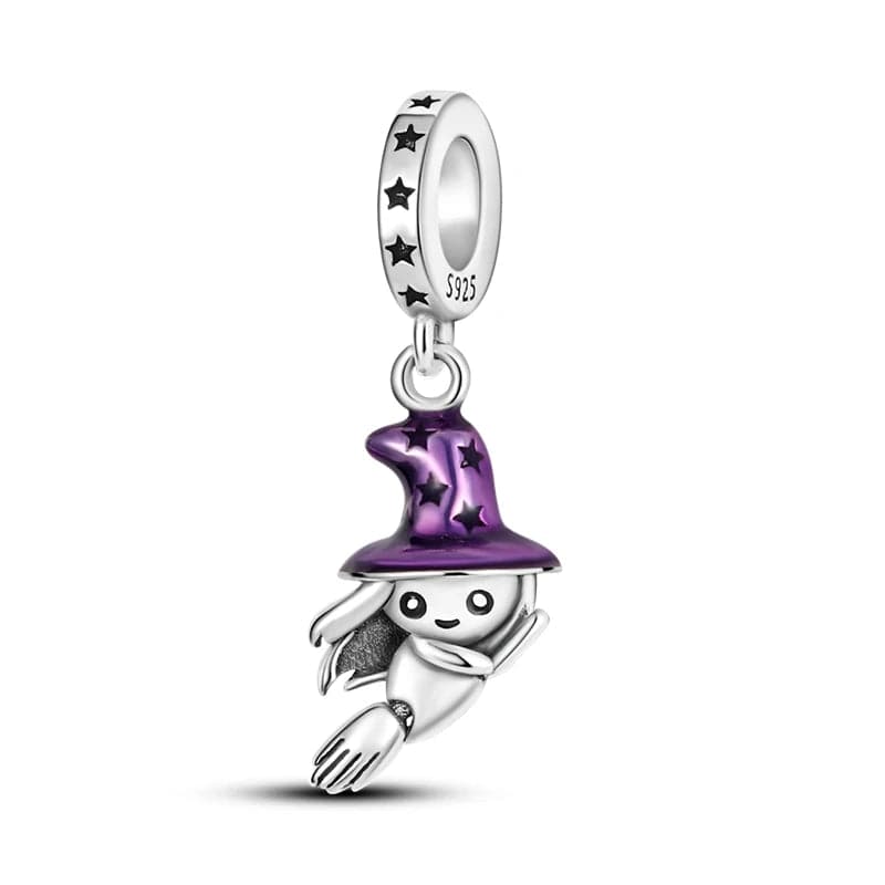 Pangama Jewelry Charm Ghost Charm with Purple Witch Hat