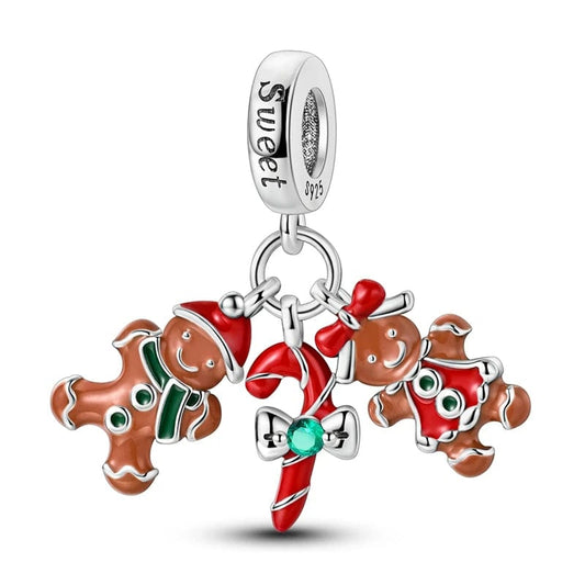 Pangama Jewelry Charm Gingerbread Couple and Candy Cane Charm