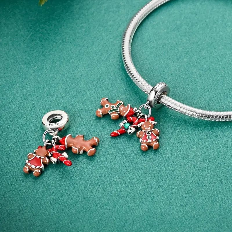 Pangama Jewelry Charm Gingerbread Couple and Candy Cane Charm