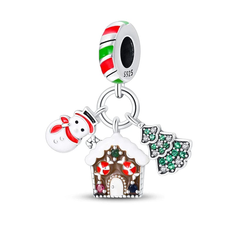 Pangama Jewelry Charm Gingerbread House & Snowman Christmas Charm