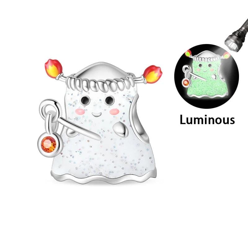 Pangama Jewelry Charm Glow-in-the-Dark Ghost with Flame Decor