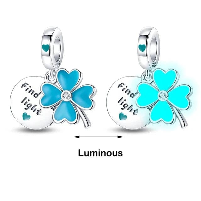 Pangama Jewelry Charm Glow in the Dark Luminous 4 Leaf Clover Dangle Charm