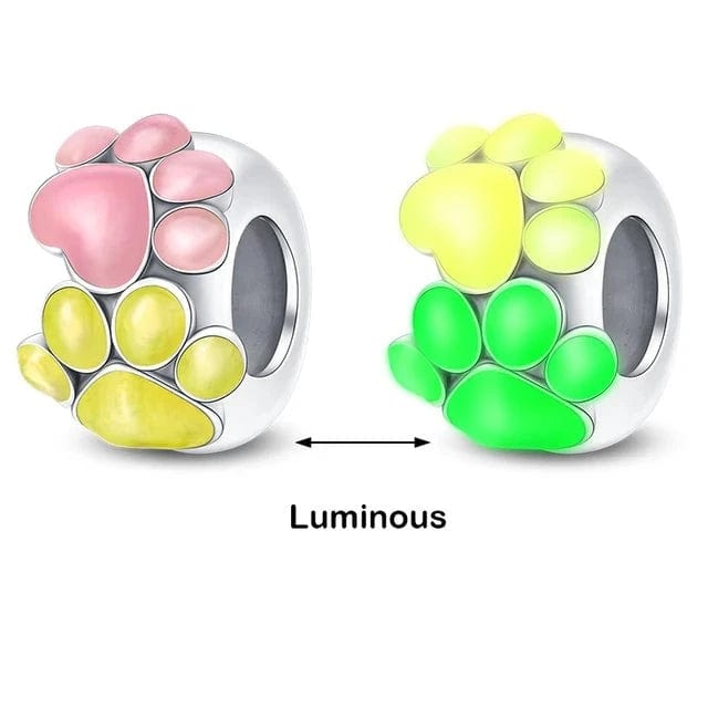 Pangama Jewelry Charm Glow in the Dark Luminous Dog Paws Charm