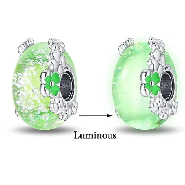 Pangama Jewelry Charm Glow in the Dark Luminous Green Murano Charm