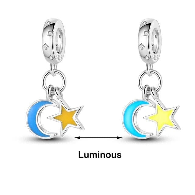 Pangama Jewelry Charm Glow in the Dark Luminous Moon and Star Dangle Charm