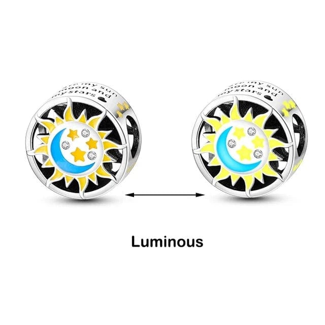 Pangama Jewelry Charm Glow in the Dark Luminous Moon and Sun Charm