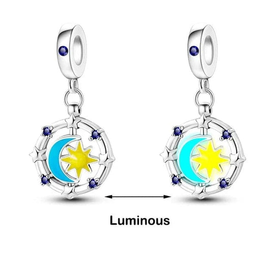 Pangama Jewelry Charm Glow in the Dark Luminous Moon and Sun Spinner Dangle Charm