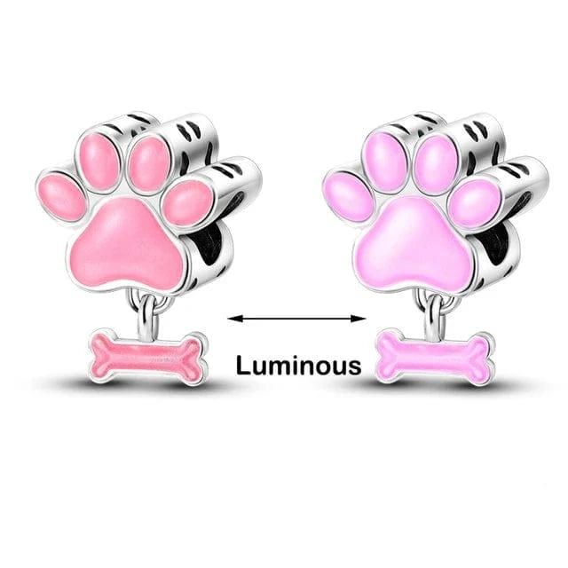 Pangama Jewelry Charm Glow in the Dark Luminous Paw and Bone Charm