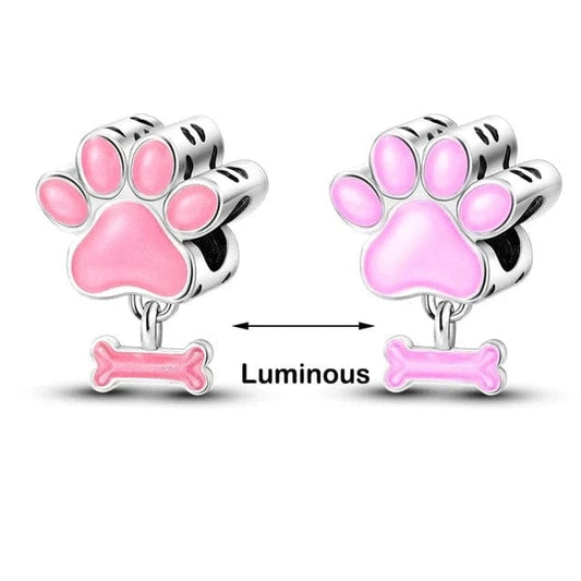 Pangama Jewelry Charm Glow in the Dark Luminous Paw and Bone Charm