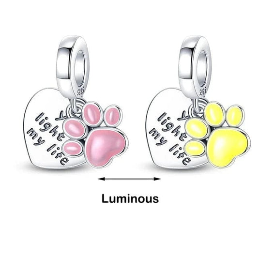 Pangama Jewelry Charm Glow in the Dark Luminous Paws Dangle Charm