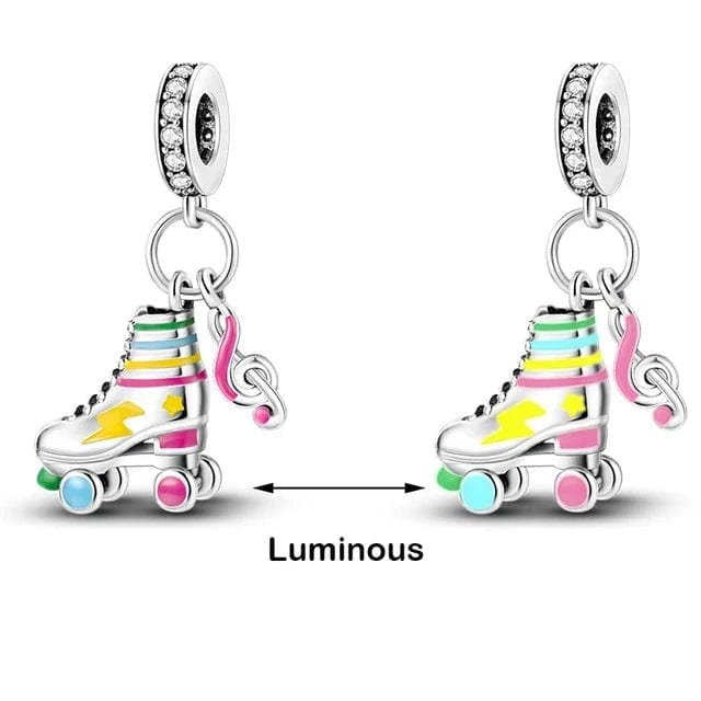 Pangama Jewelry Charm Glow in the Dark Luminous Roller Skates Tiktok Dangle Charm