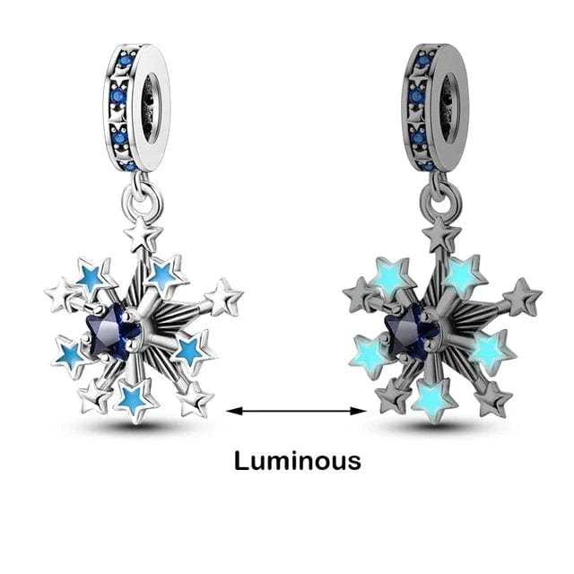 Pangama Jewelry Charm Glow in the Dark Luminous Snowflake Dangle Charm