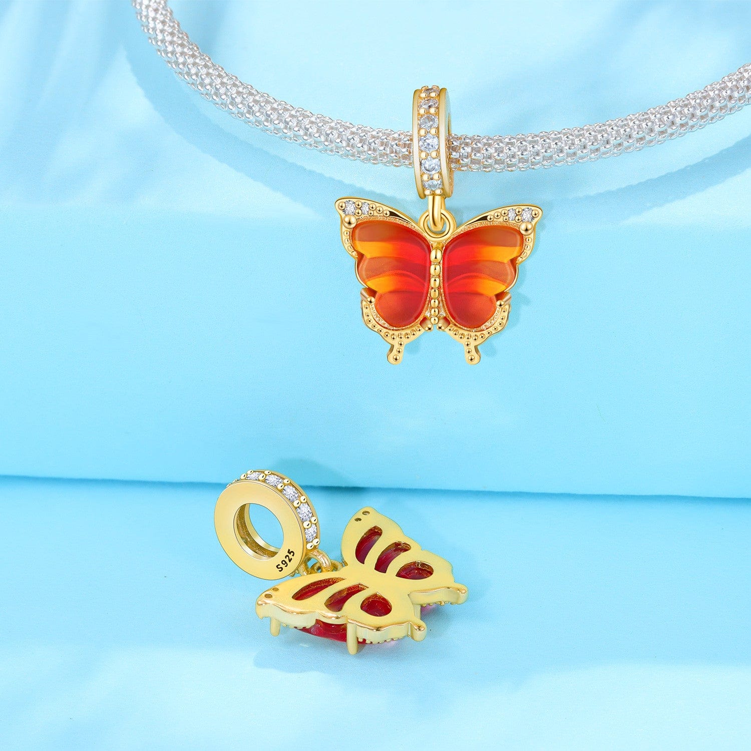 Pangama Jewelry Charm Golden Monarch Butterfly Dangle Charm