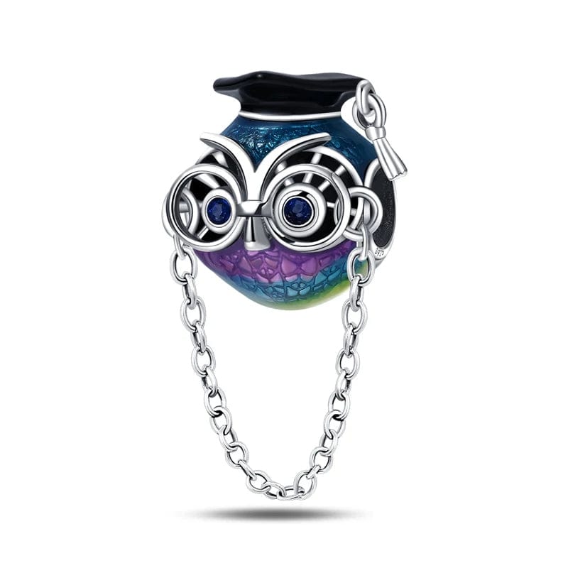 Pangama Jewelry Charm Graduation Owl Charm with Glasses and Chain