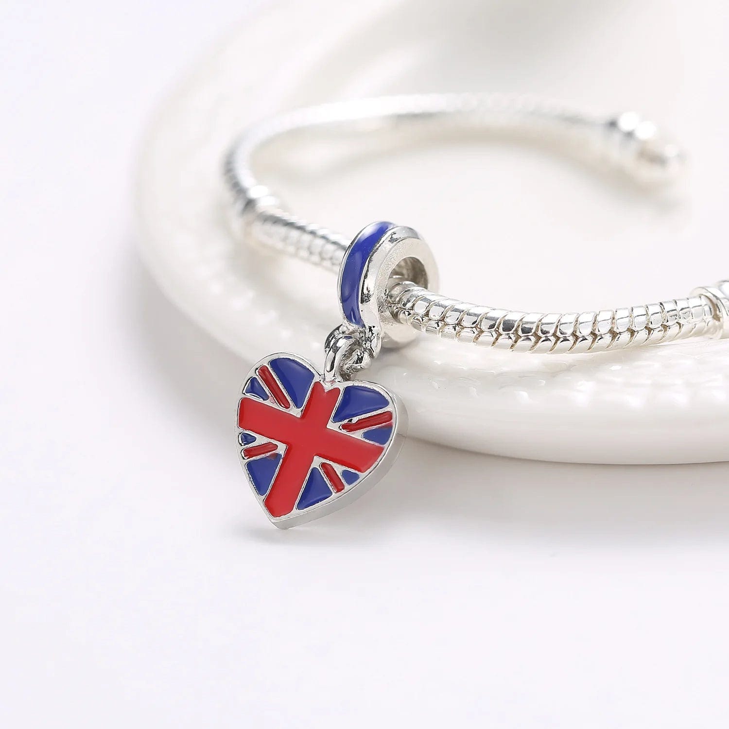 Pangama Jewelry Charm Great Britain Union Jack Heart Dangle Charm