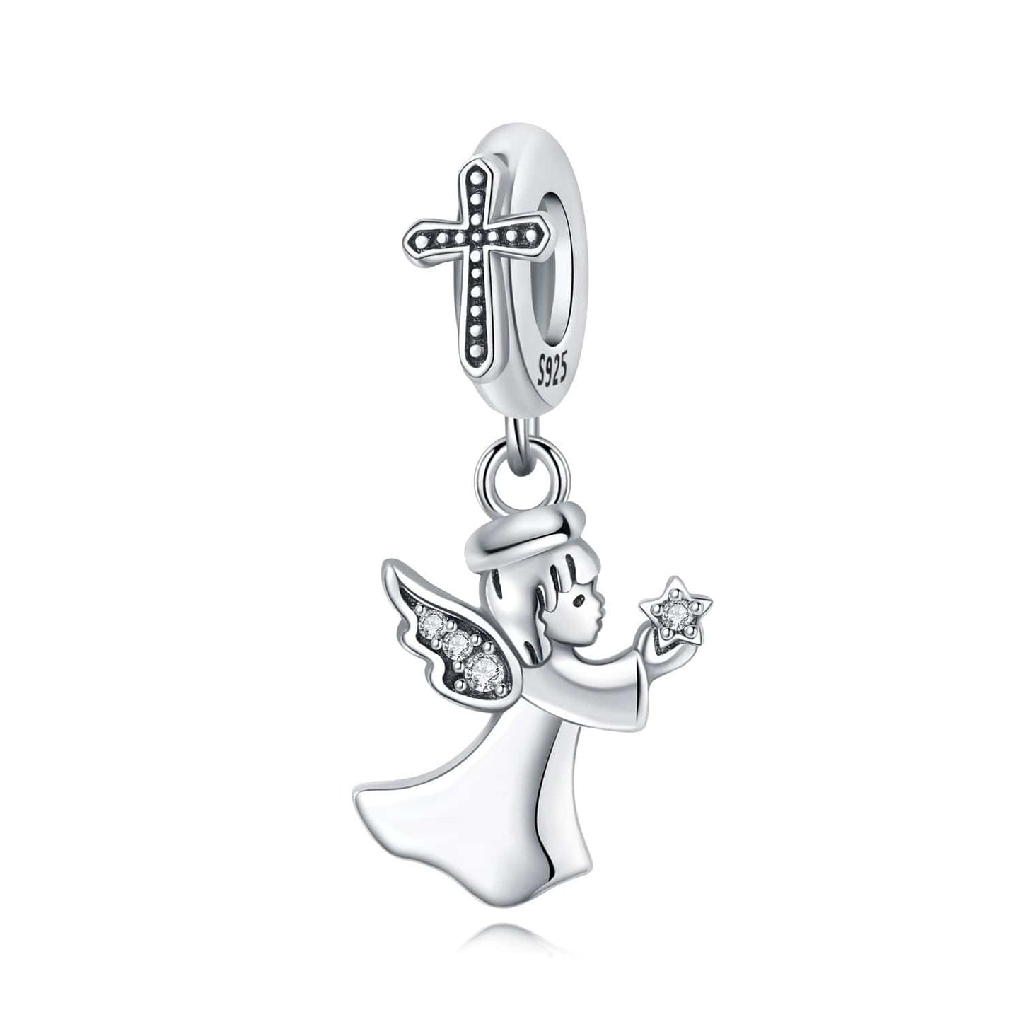 Pangama Jewelry Charm Guardian Angel Charm with Sparkling Star