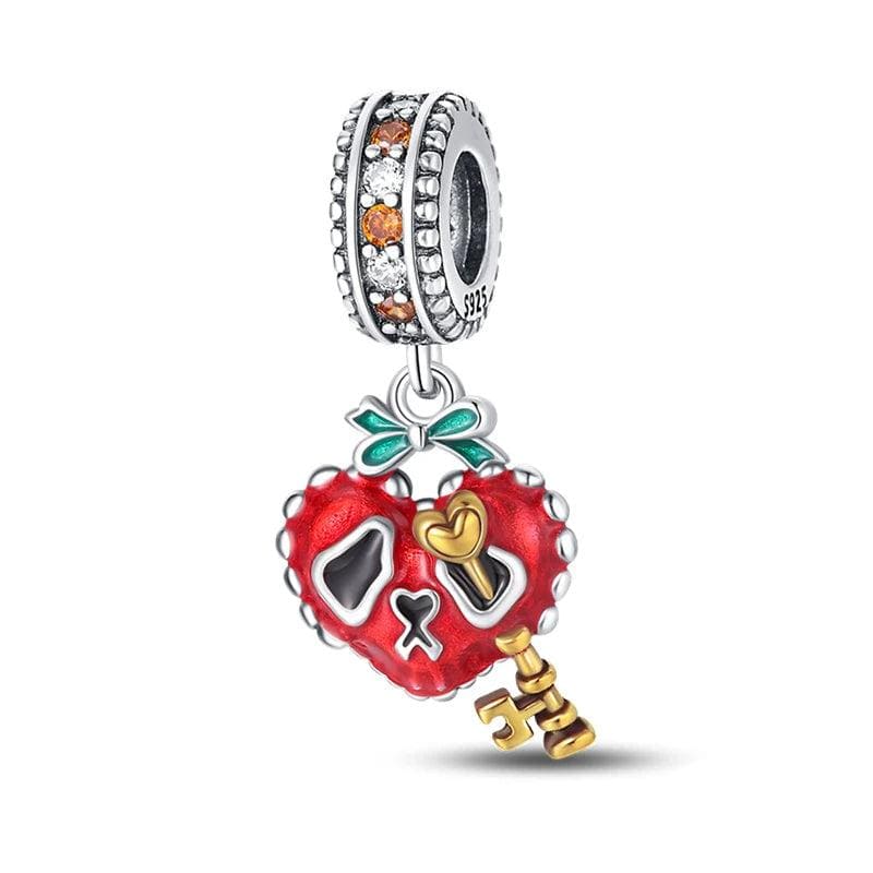 Pangama Jewelry Charm Halloween Heart Skeleton Charm with Key