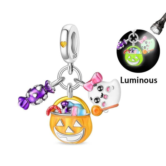 Pangama Jewelry Charm Halloween Luminous Candy Pumpkin & Ghost Charm