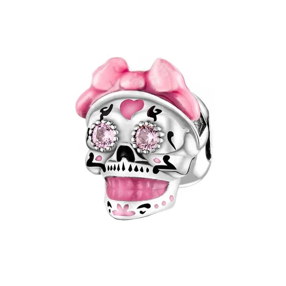 Pangama Jewelry Charm Halloween Pink Skull Charm