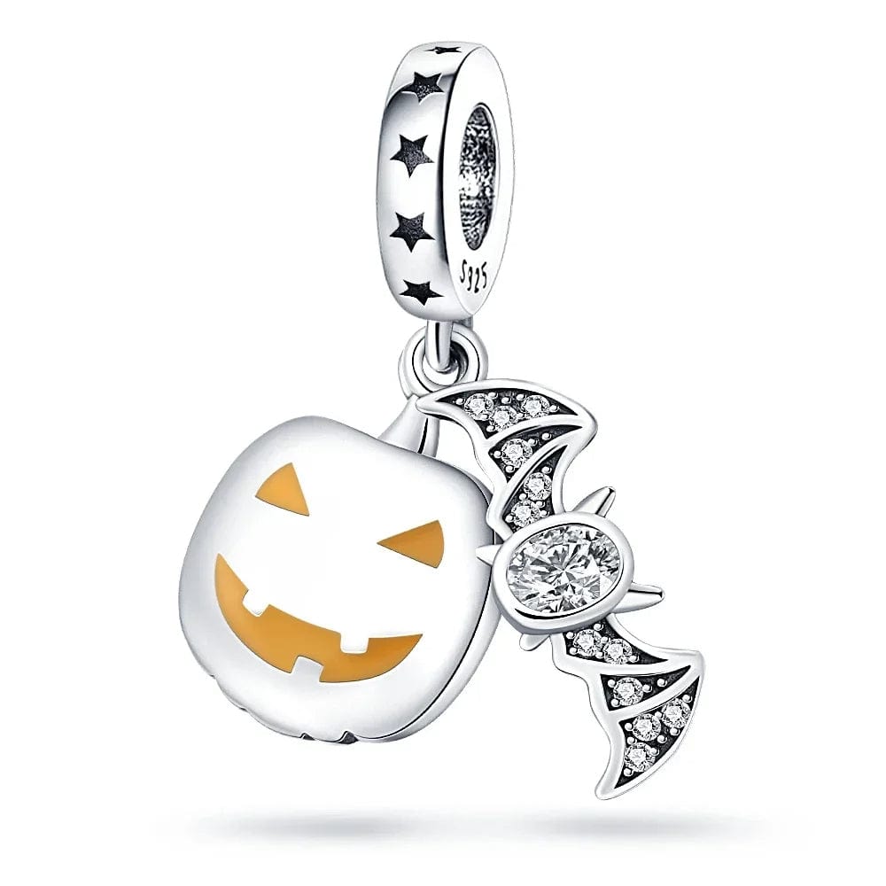 Pangama Jewelry Charm Halloween Pumpkin Lantern & Bat Dangle Charm