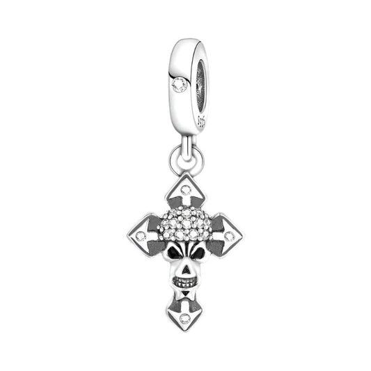 Pangama Jewelry Charm Halloween Skull Cross Charm