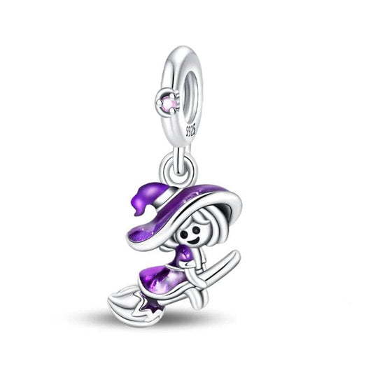 Pangama Jewelry Charm Halloween Witch on Broomstick Charm