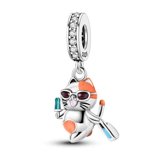 Pangama Jewelry Charm Happy Beach Cat Dangle Charm