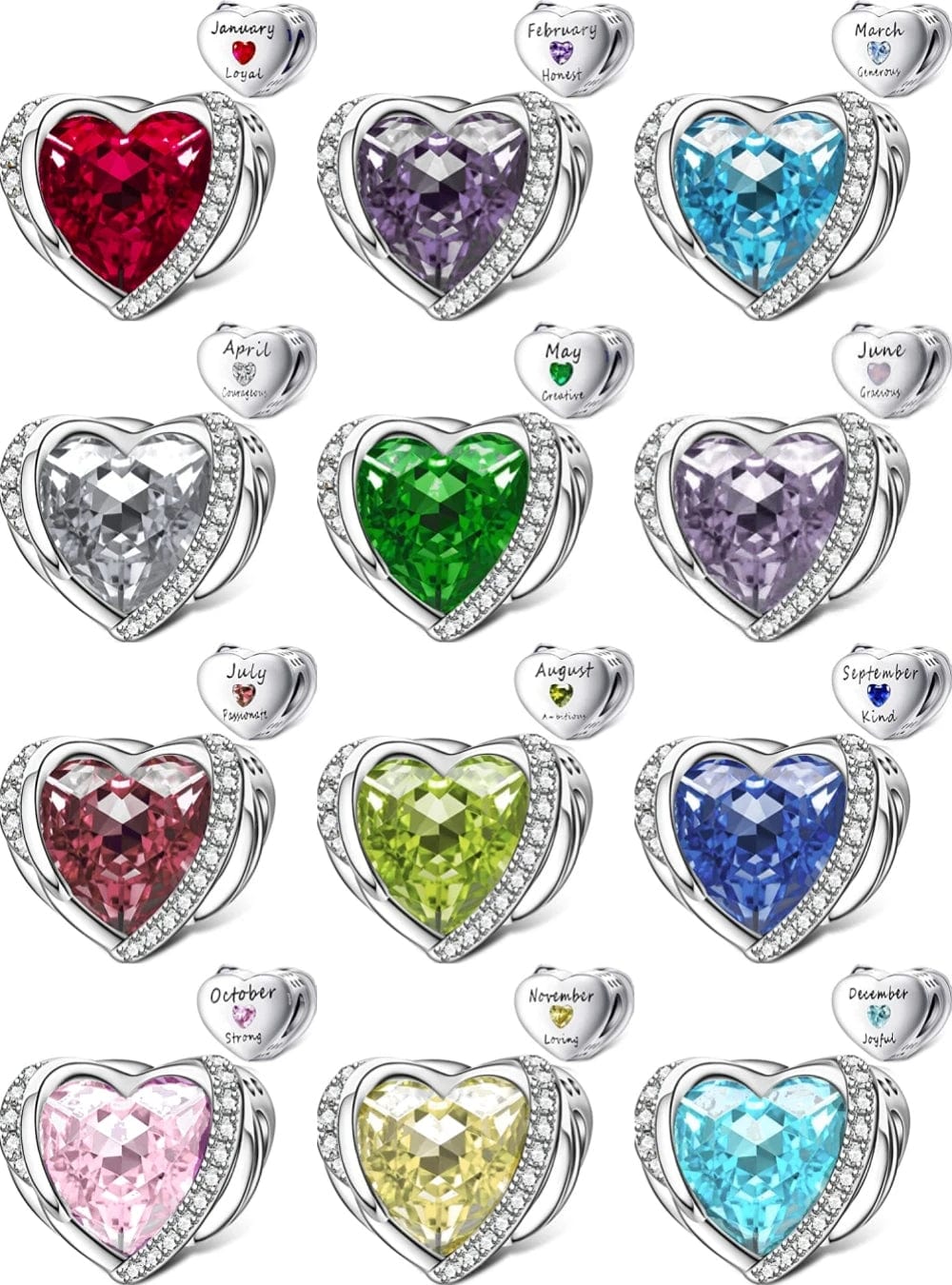 Pangama Jewelry Charm Heart Birthstone Charms