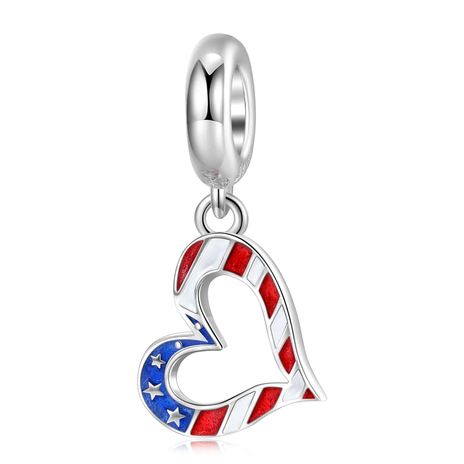 Pangama Jewelry Charm Heart of America Flag Dangle Charm