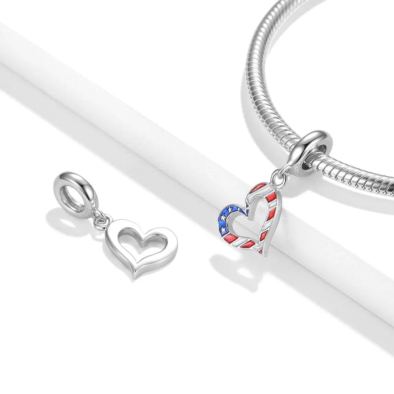 Pangama Jewelry Charm Heart of America Flag Dangle Charm