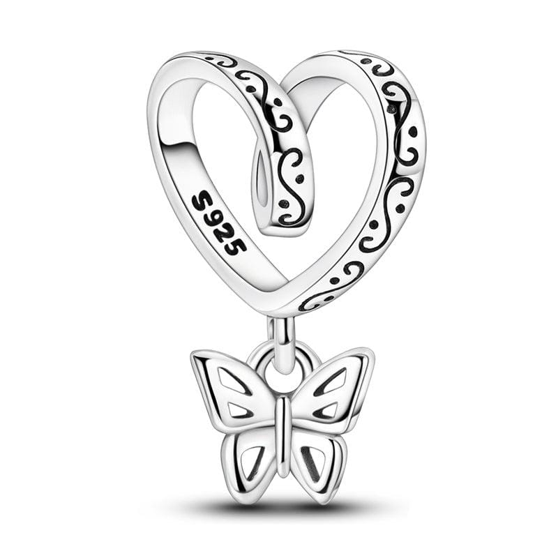 Pangama Jewelry Charm Heart Swirl Butterfly Charm